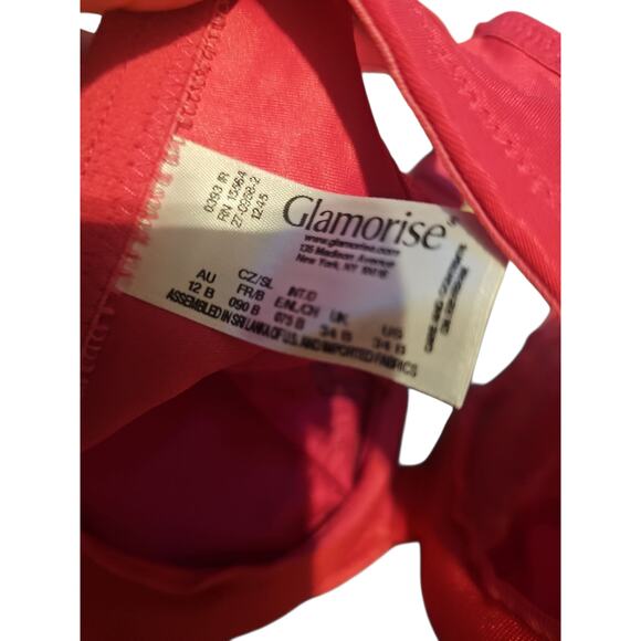 Glamorise Wonderwire bra front closure underwire hot pink sz 34B new WL277 - Picture 8 of 8